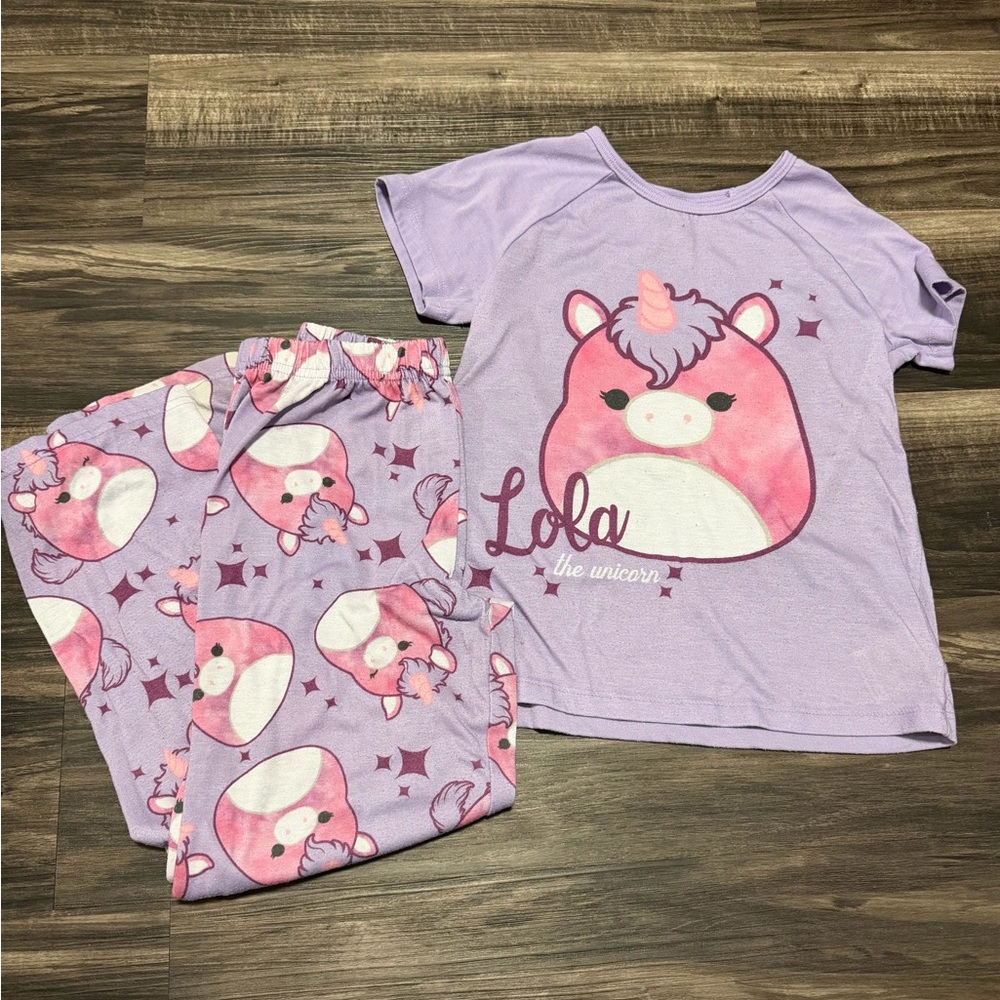 ✨3 for $15✨ Squishmallows Lilac and Pink Lola the Unicorn Kids Pajama Set